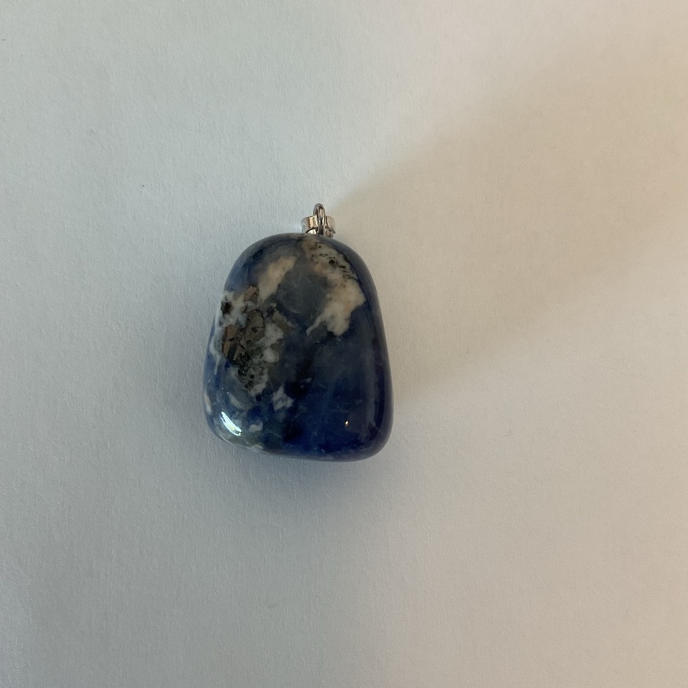 Blue and White Sodalite Pendant Necklace - Elegant Natural Stone